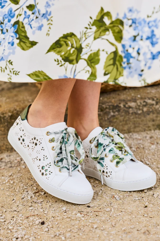 Minuit Sur Terre Damen vegan Sneaker Virevolte Fleurs Gr&Atilde;&frac14;n