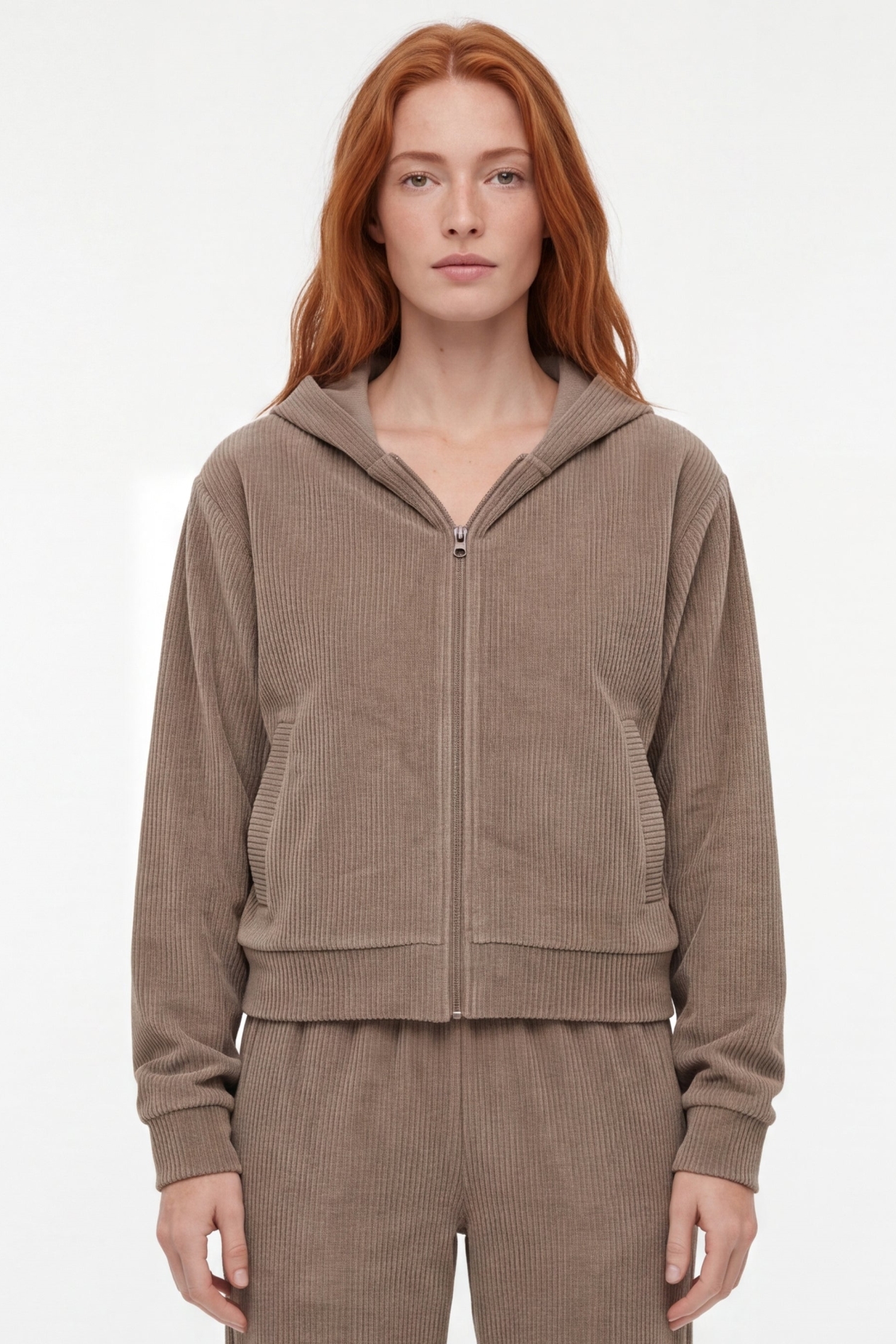 ORGANICATION Damen vegan Sweatjacke Aus Cord Jayya Gravel