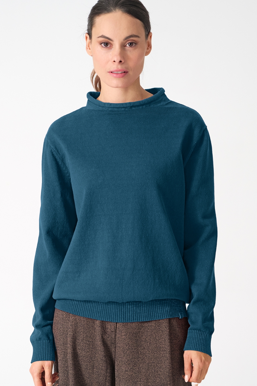 HempAge Damen vegan Rollkragenpullover Reef Blau
