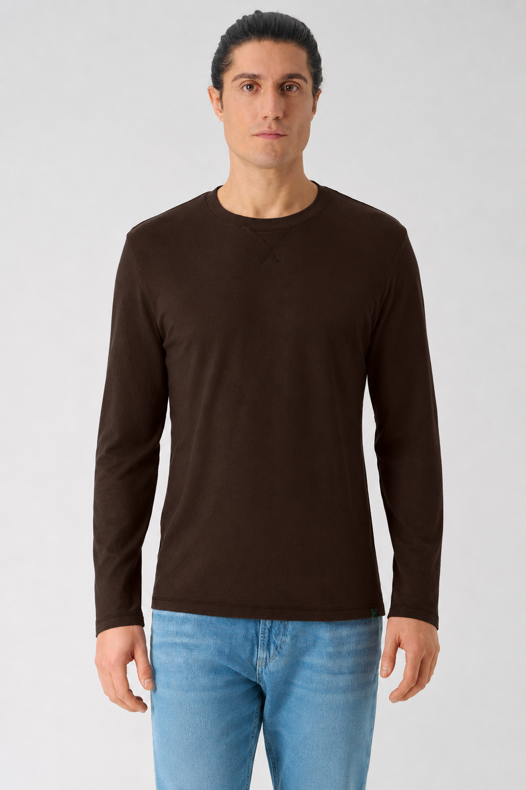 HempAge Herren vegan Langarmhemd In Espressobraun