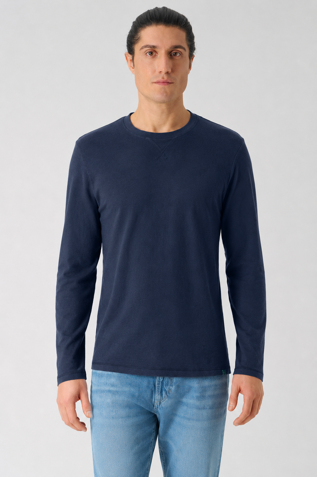 HempAge Herren vegan Langarmhemd Marineblau