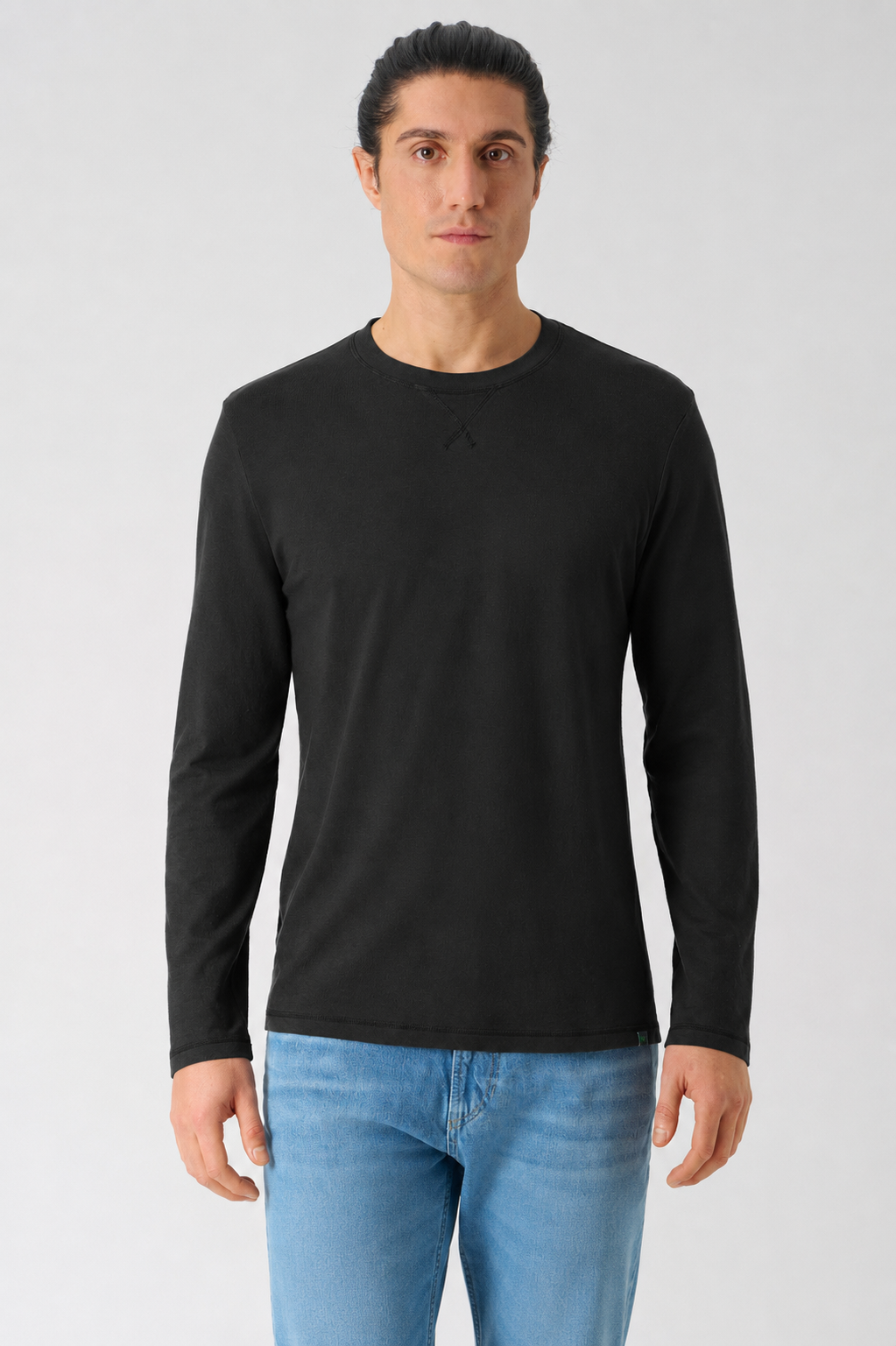 HempAge Herren vegan Langarmhemd Schwarz