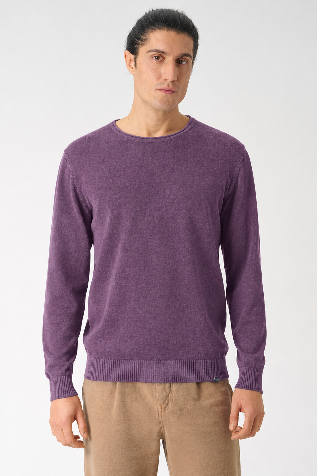 HempAge Herren vegan Pullover Mit Umgeschlagenem Kragen Amethyst
