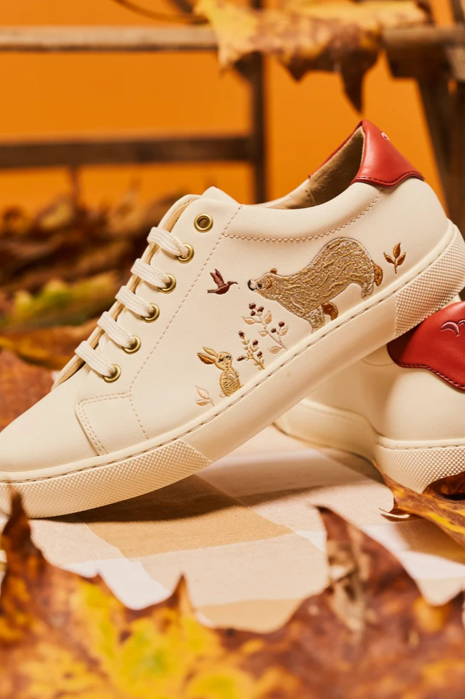 Minuit Sur Terre Damen vegan Sneaker Virevolte Ours Wei&Atilde;Ÿ