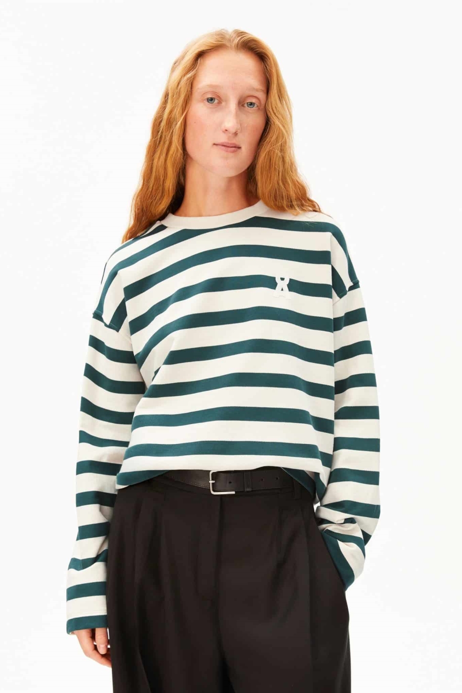 ARMEDANGELS Damen vegan Sweatshirt Iconic A Frankaa Gr&Atilde;&frac14;n Wei&Atilde;Ÿ