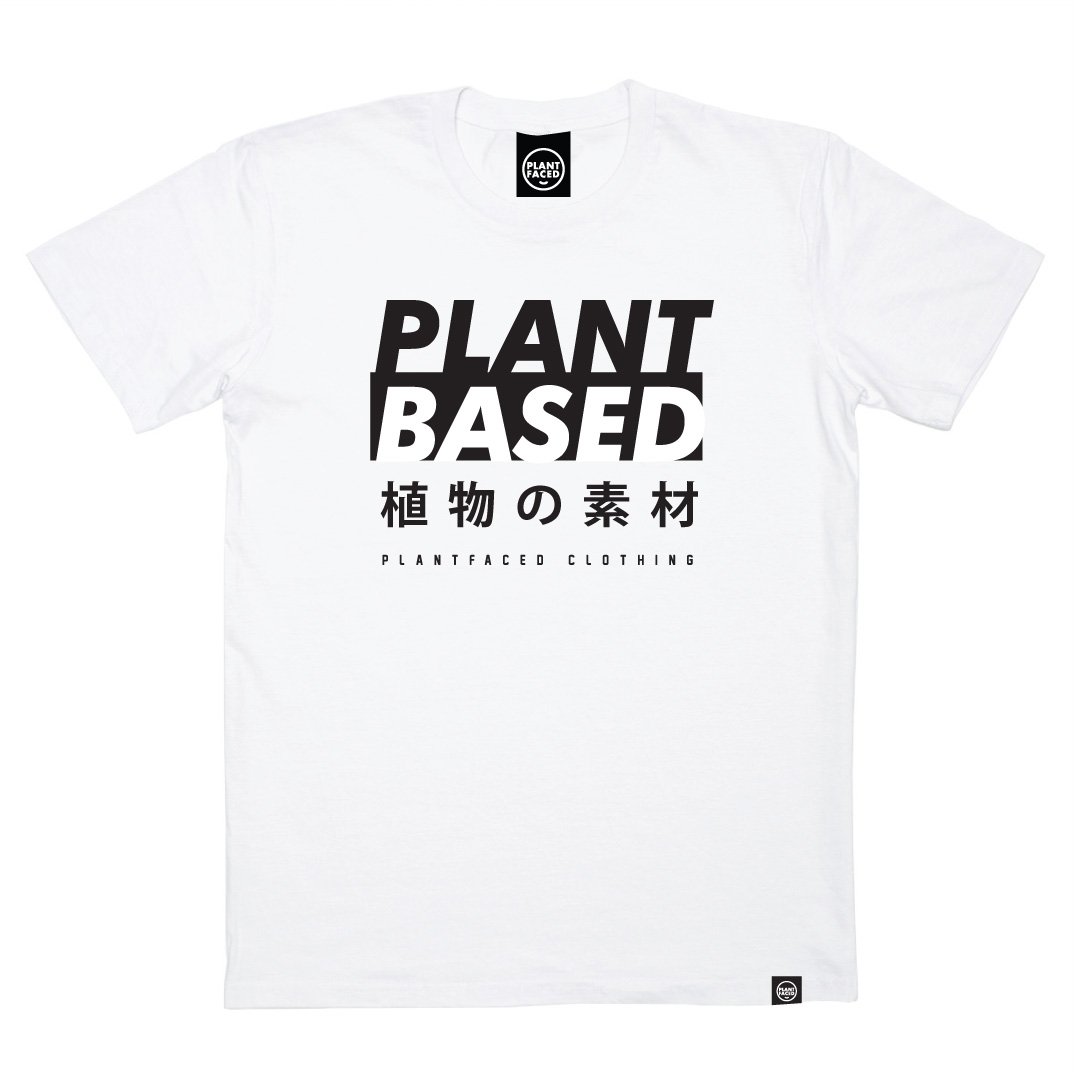 Plant Faced Clothing womens vegan Tee Plant Based Kanji White