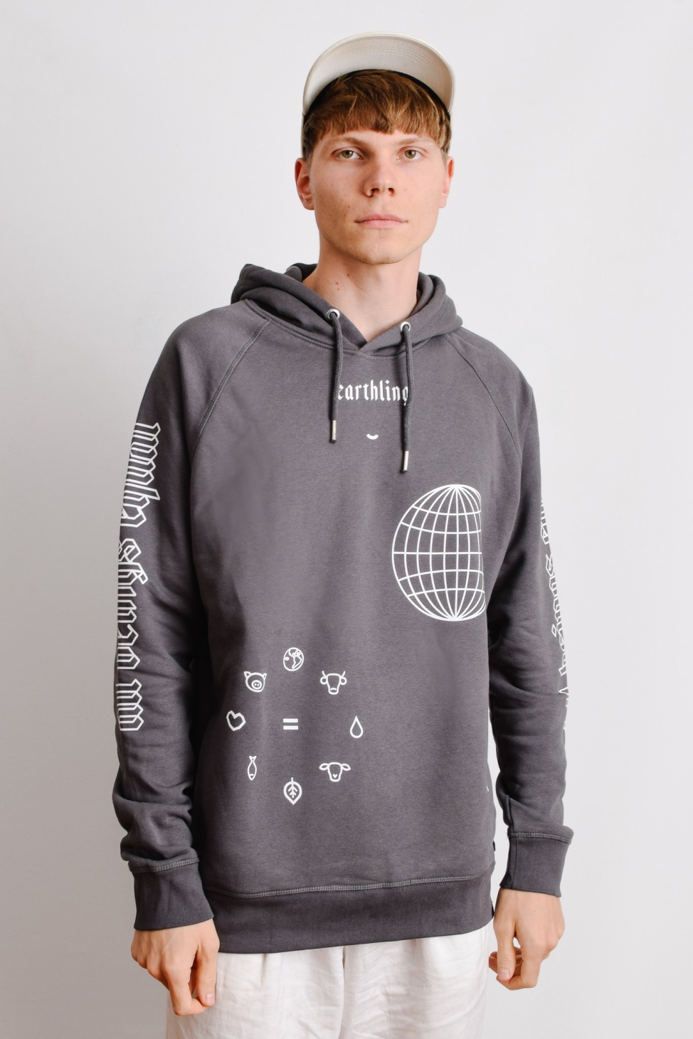 Plant Faced Clothing Herren vegan Hoodie Earthling Hoodie Holzkohle