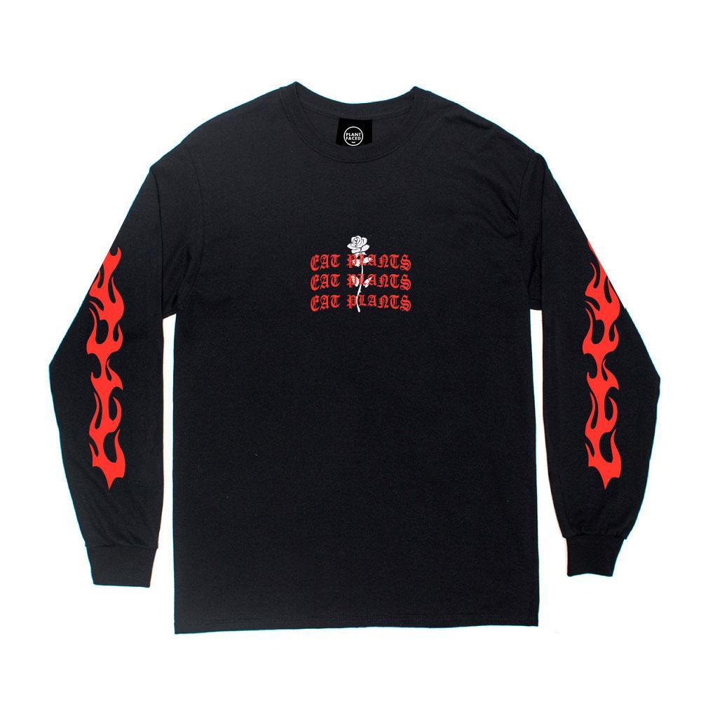 Plant Faced Clothing womens vegan Eat Plants Goth Flames Long Sleeve