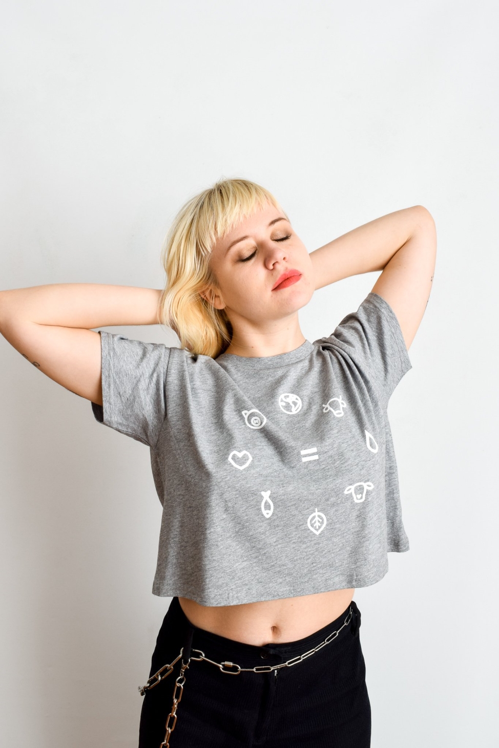 Plant Faced Clothing womens vegan Equal Beings - Marle Grey Crop Tee