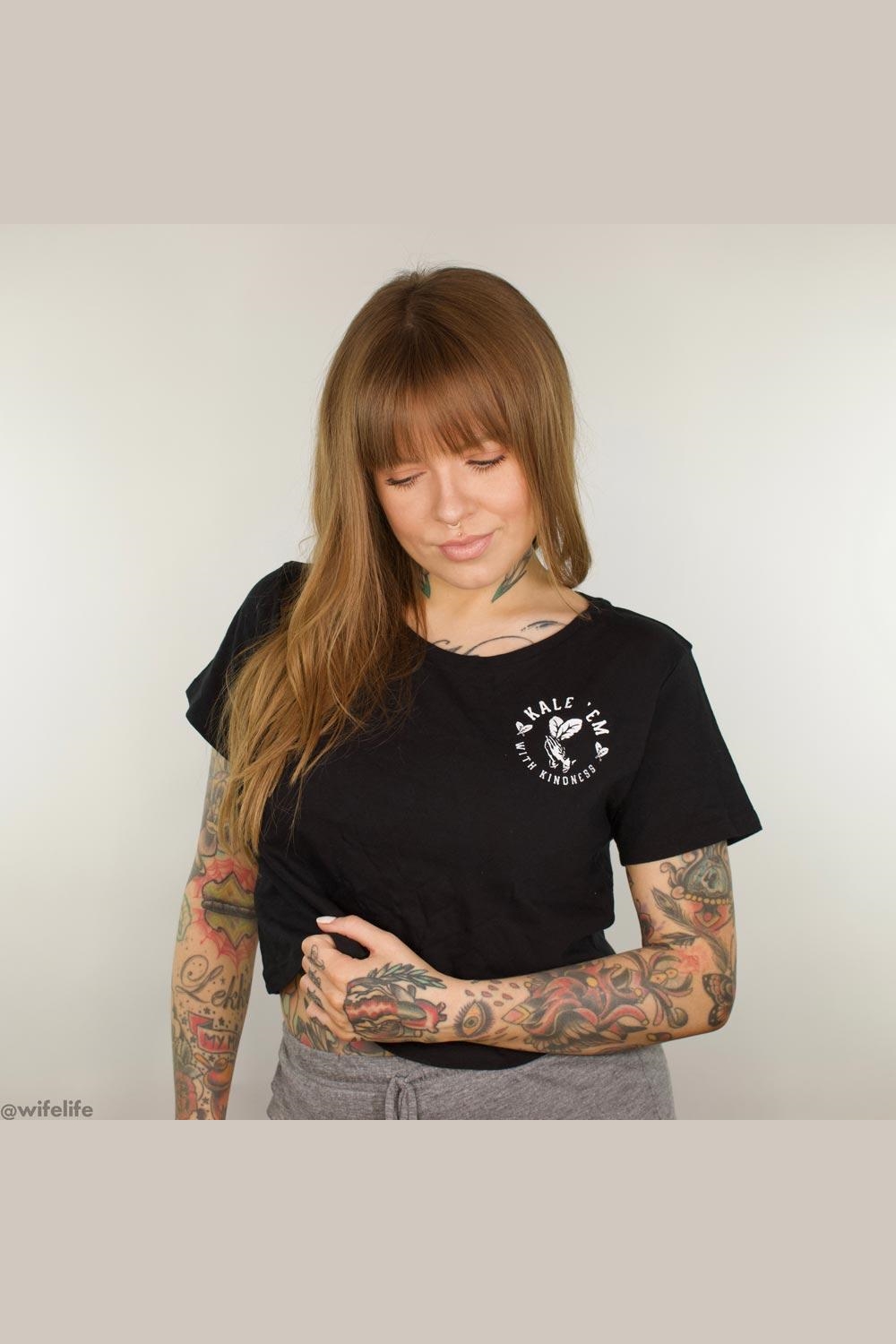 Plant Faced Clothing womens vegan Kale 'Em With Kindness Crop Top