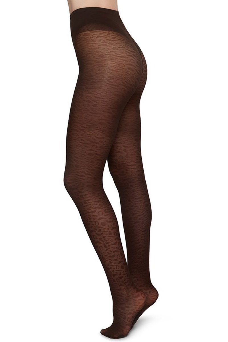 Swedish Stockings womens vegan Leopard Tights Brown