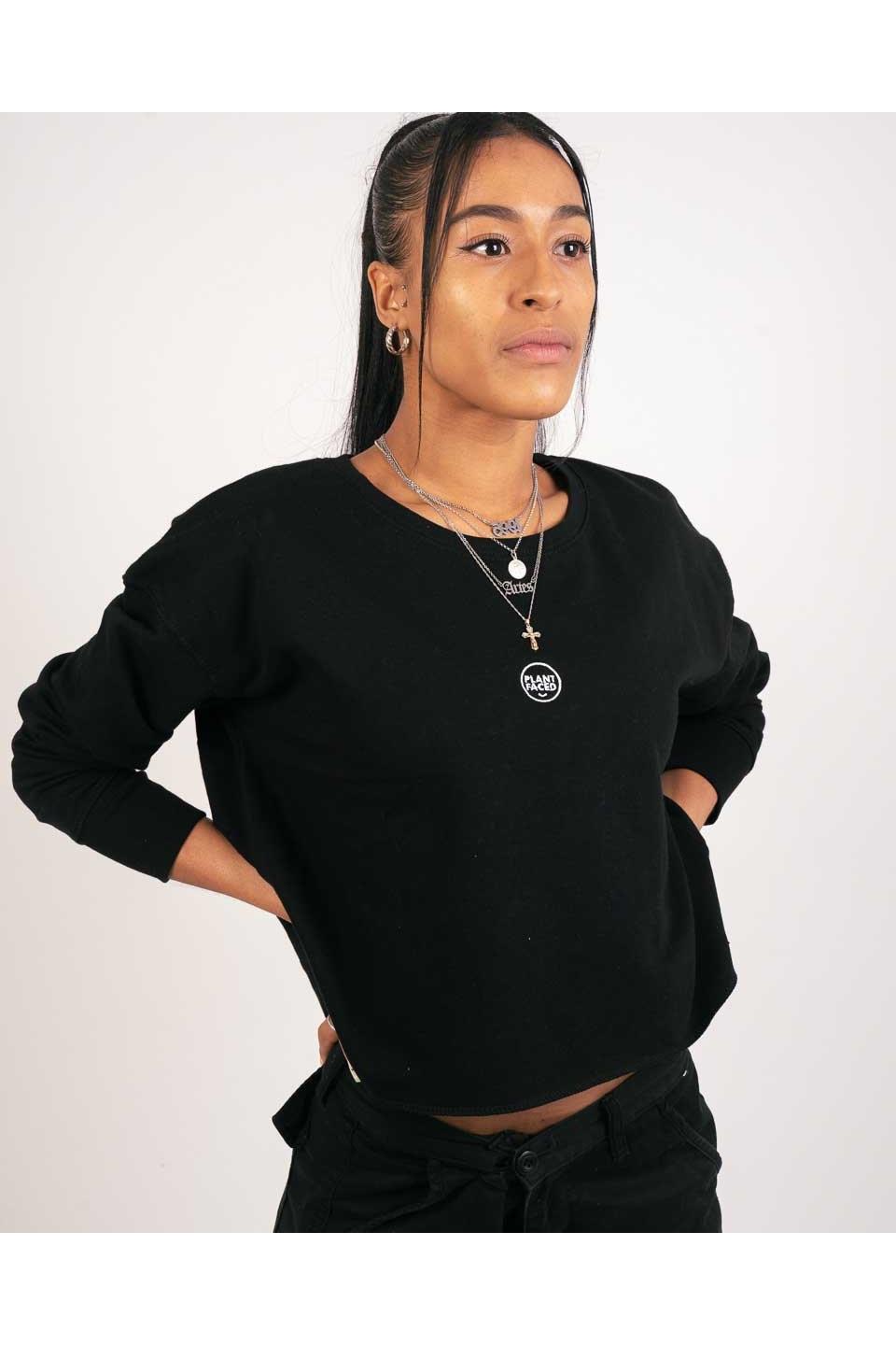 Plant Faced Clothing womens vegan Cropped Sweater Black