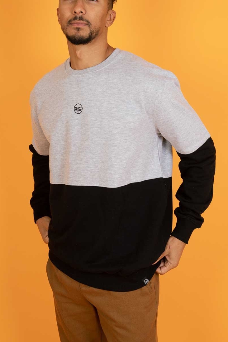 Plant Faced Clothing Herren vegan The Classics Pullover Schwarz Grau