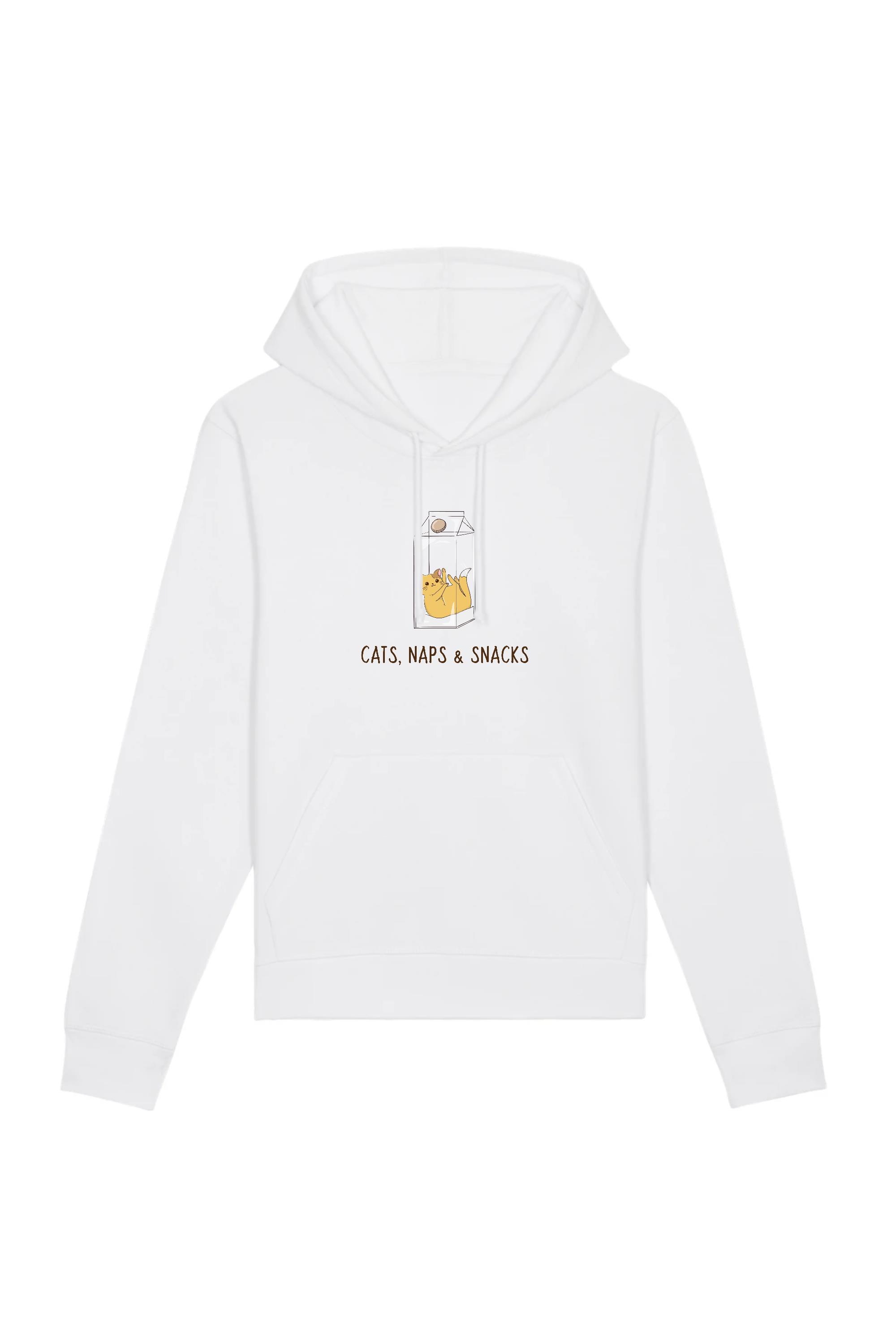 Image of Oat Milk Club dames vegan Hoodie Cats, Naps & Snacks Wit