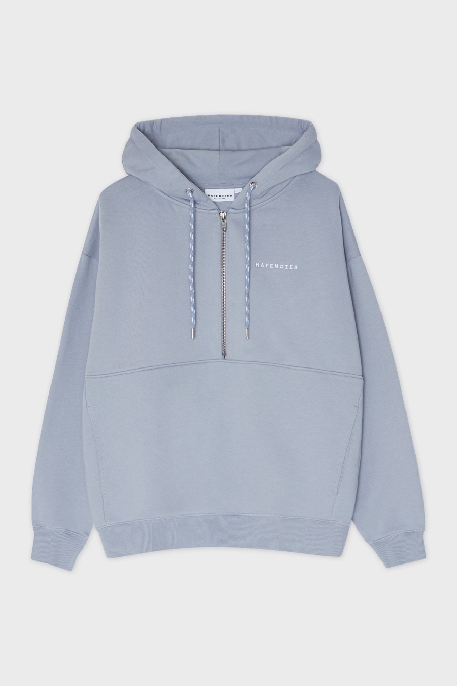 HAFENDIEB Damen vegan Hoodie Rei&Atilde;Ÿverschluss Logo Stick Hellblau