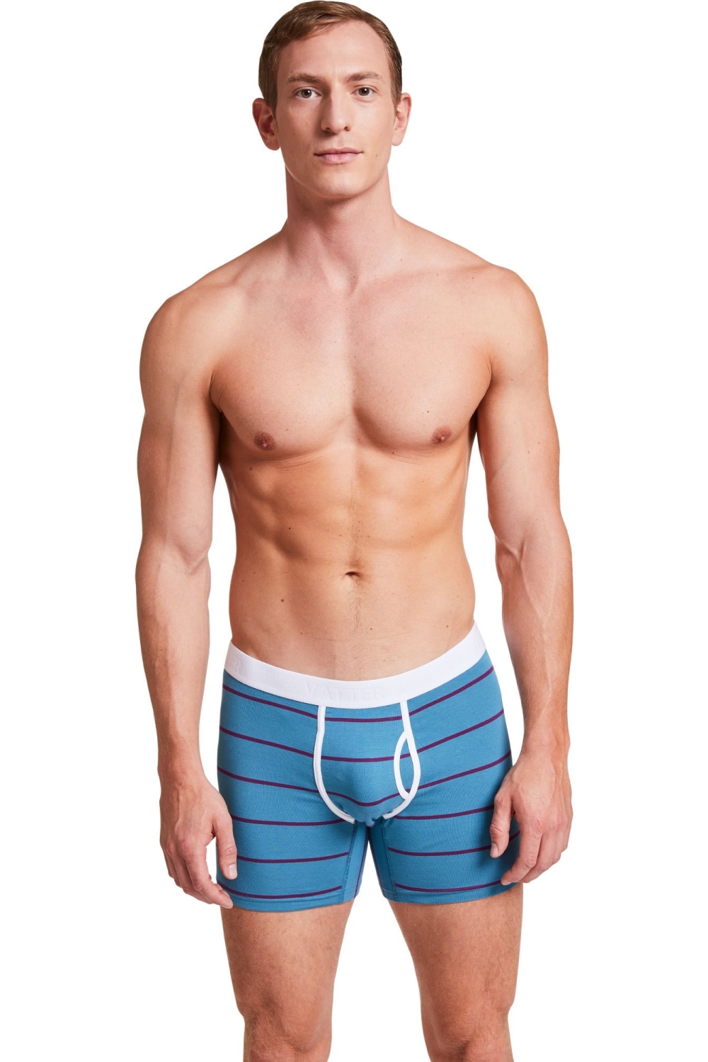 VATTER men vegan Boxer Shorts Claus Blue/Purple Stripes