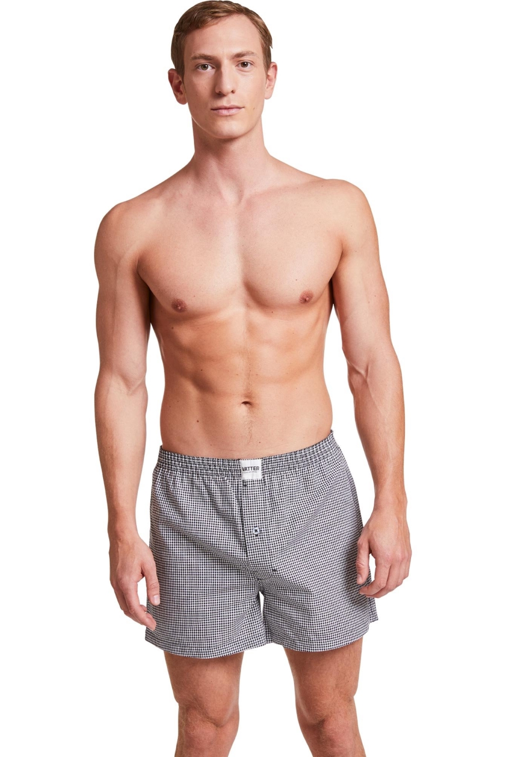 VATTER men vegan Boxer Shorts Larry Black / White Checked