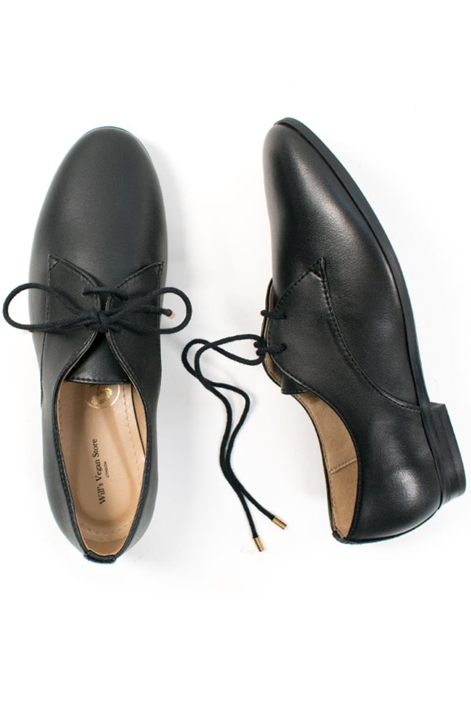 Will's Vegan Store Damen vegan Schuhe Smart Derbys Schwarz