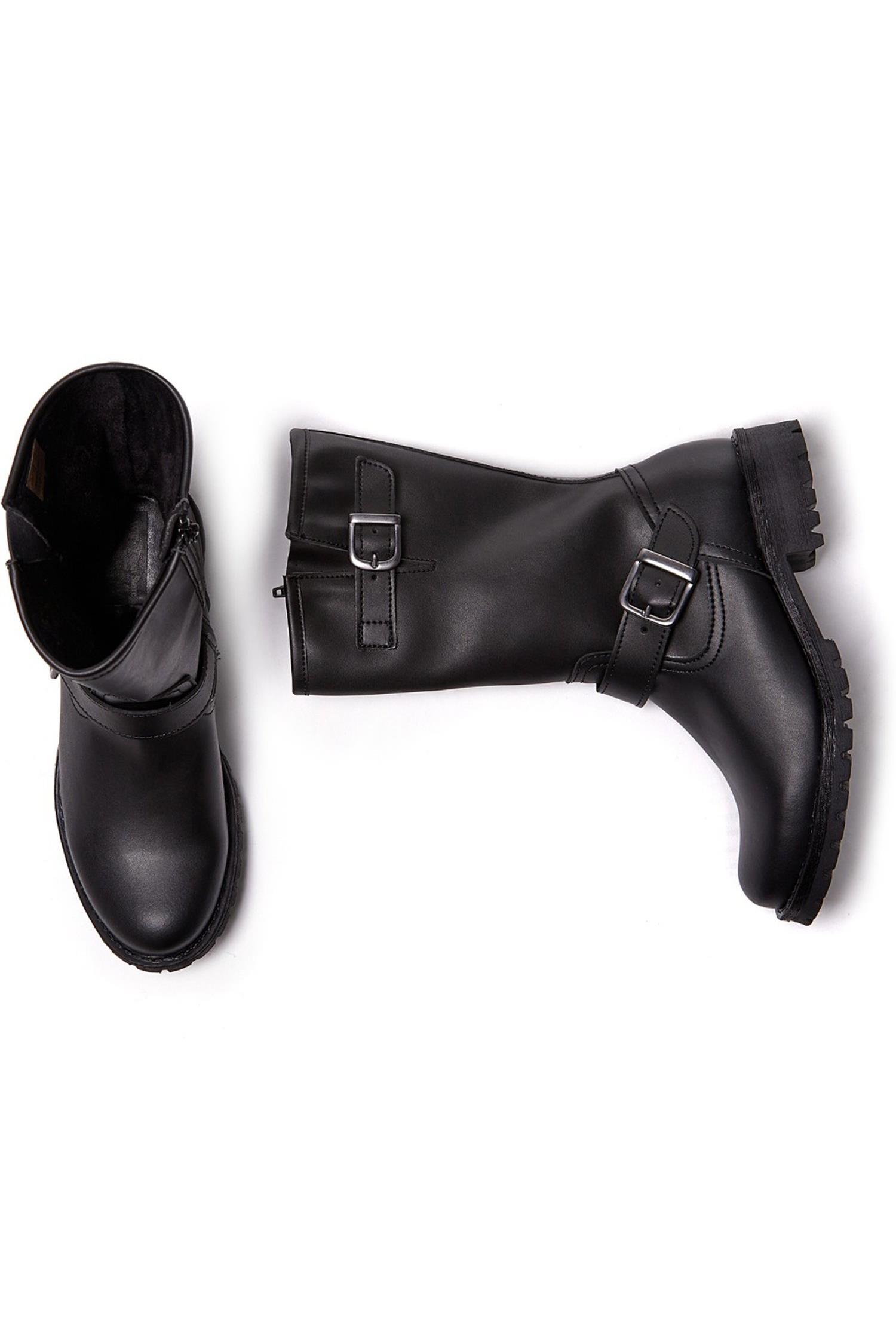 Will's Vegan Store Damen vegan Motorradstiefel Mittellang Schwarz