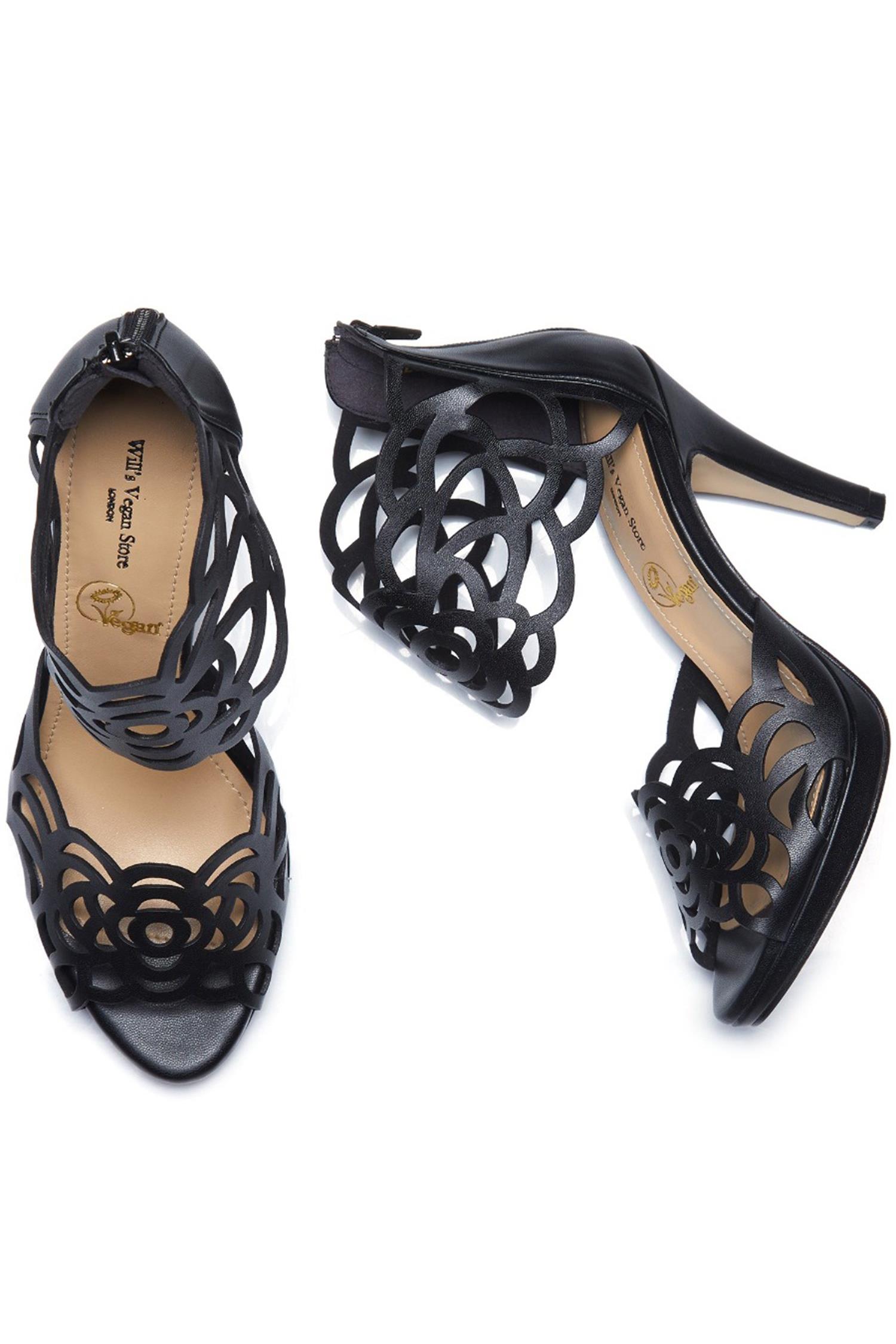 Will's Vegan Store womens vegan Heels Cut Outs Black