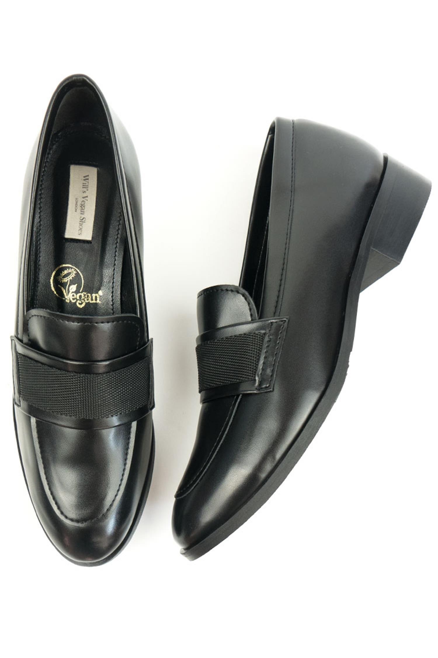 Image of Will's Vegan Store dames vegan Loafers Ribbon Zwart