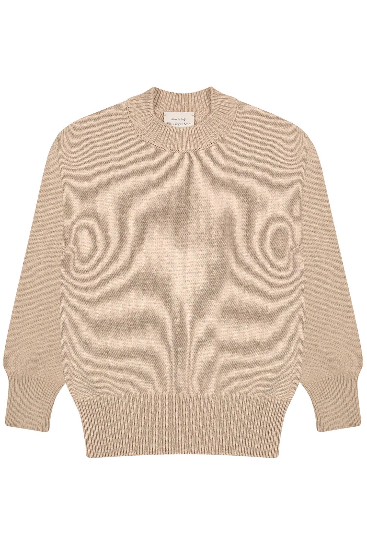 Will's Vegan Store Damen vegan Pullover Mit Rundhalsausschnitt Beige