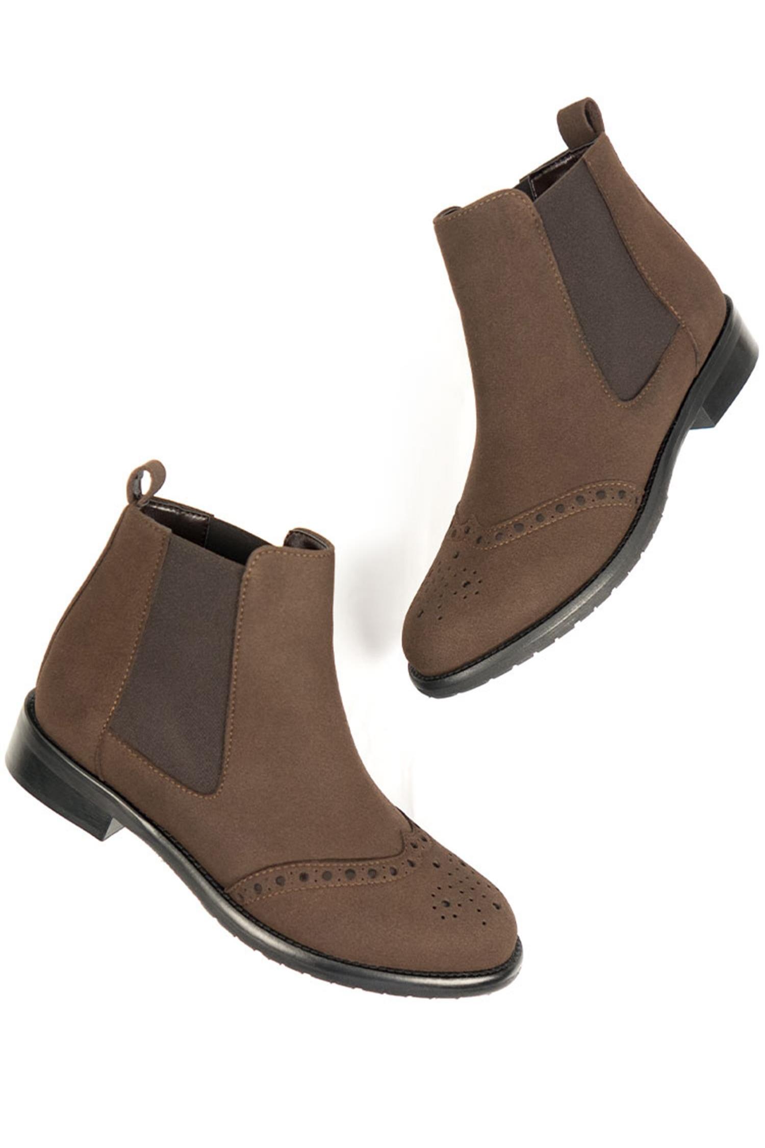Image of Will's Vegan Store dames vegan Chelsea Boots Brogue Donkerbruin