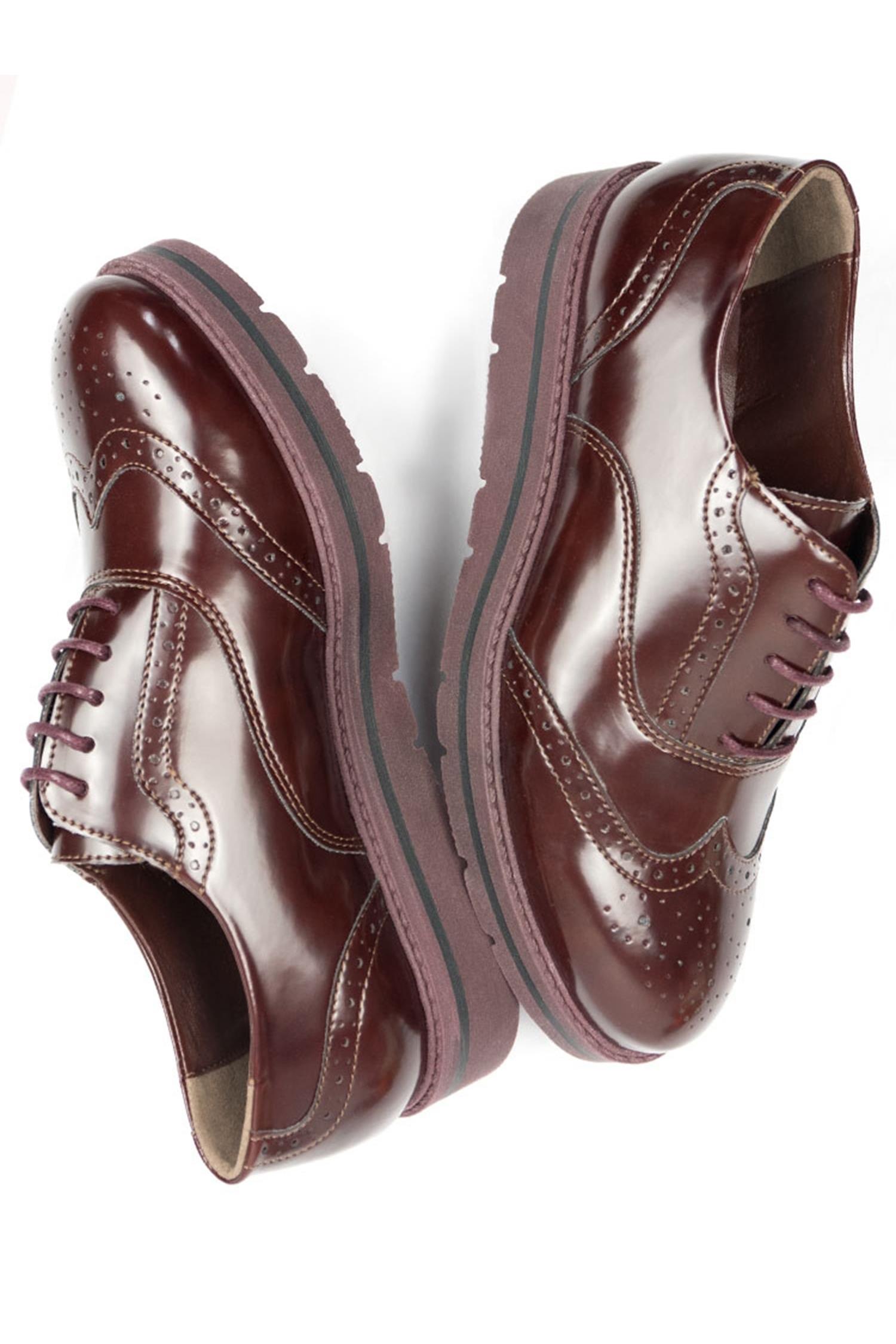 Will's Vegan Store Damen vegan Brogues Flatform Wein Dunkelbraun