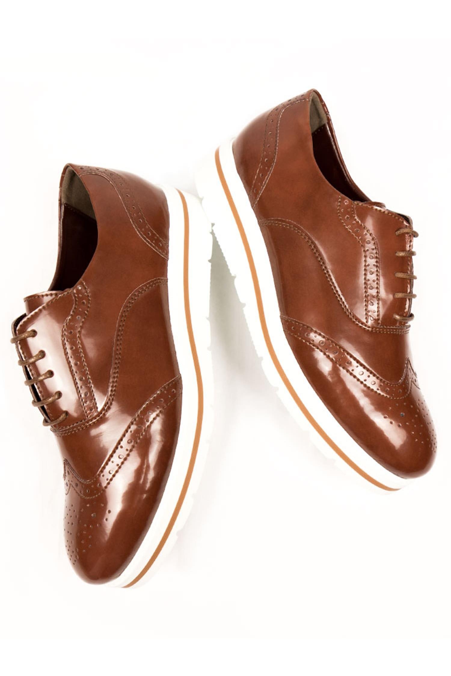 Will's Vegan Store Damen vegan Brogues Flatform Braun