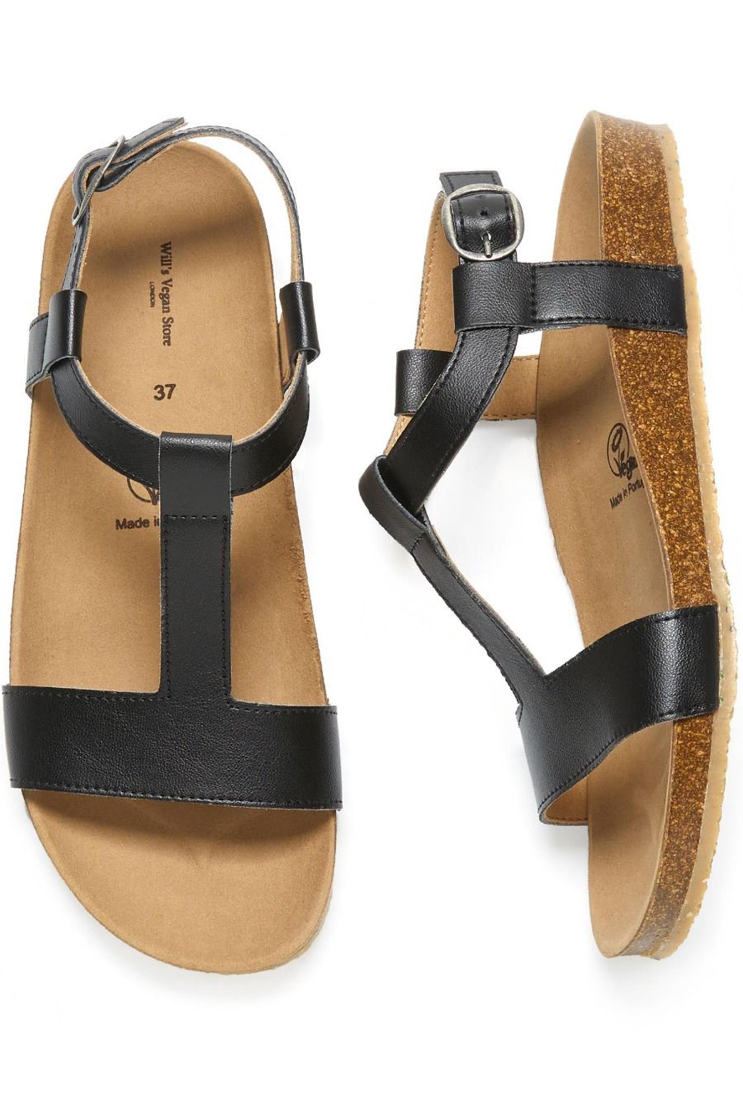 Will's Vegan Store Damen vegan Sandalen FuÃŸbett Schwarz
