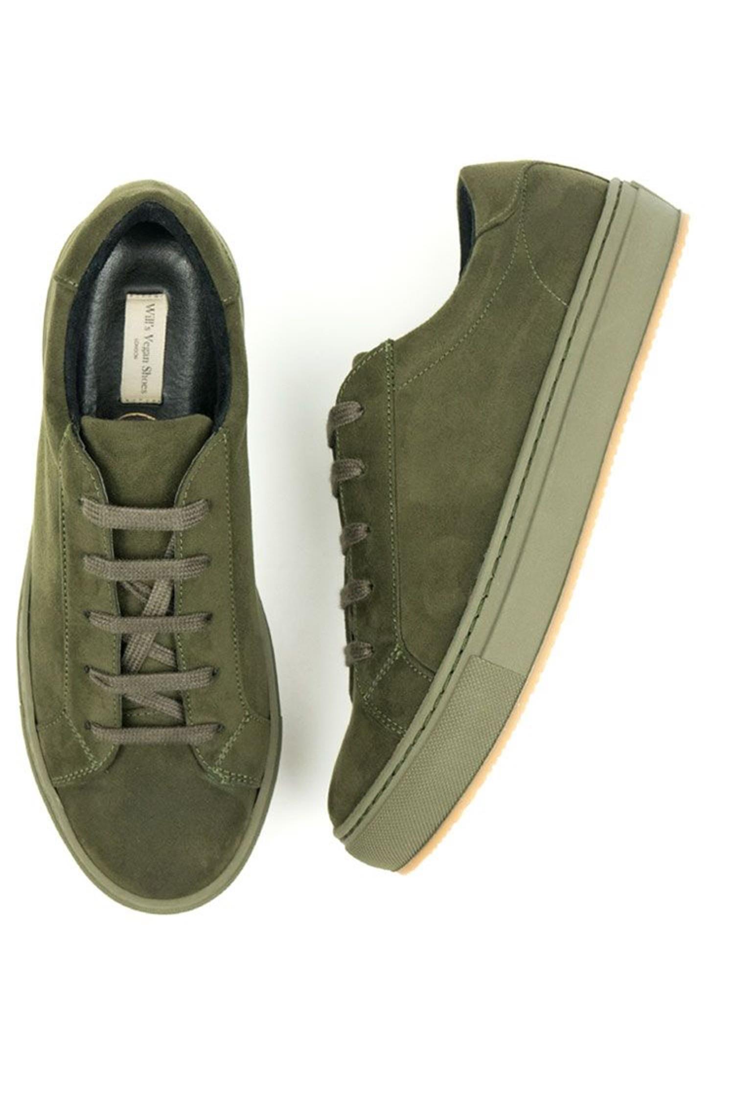 Image of Will's Vegan Store dames vegan Sneakers Vegan Suede Donkergroen