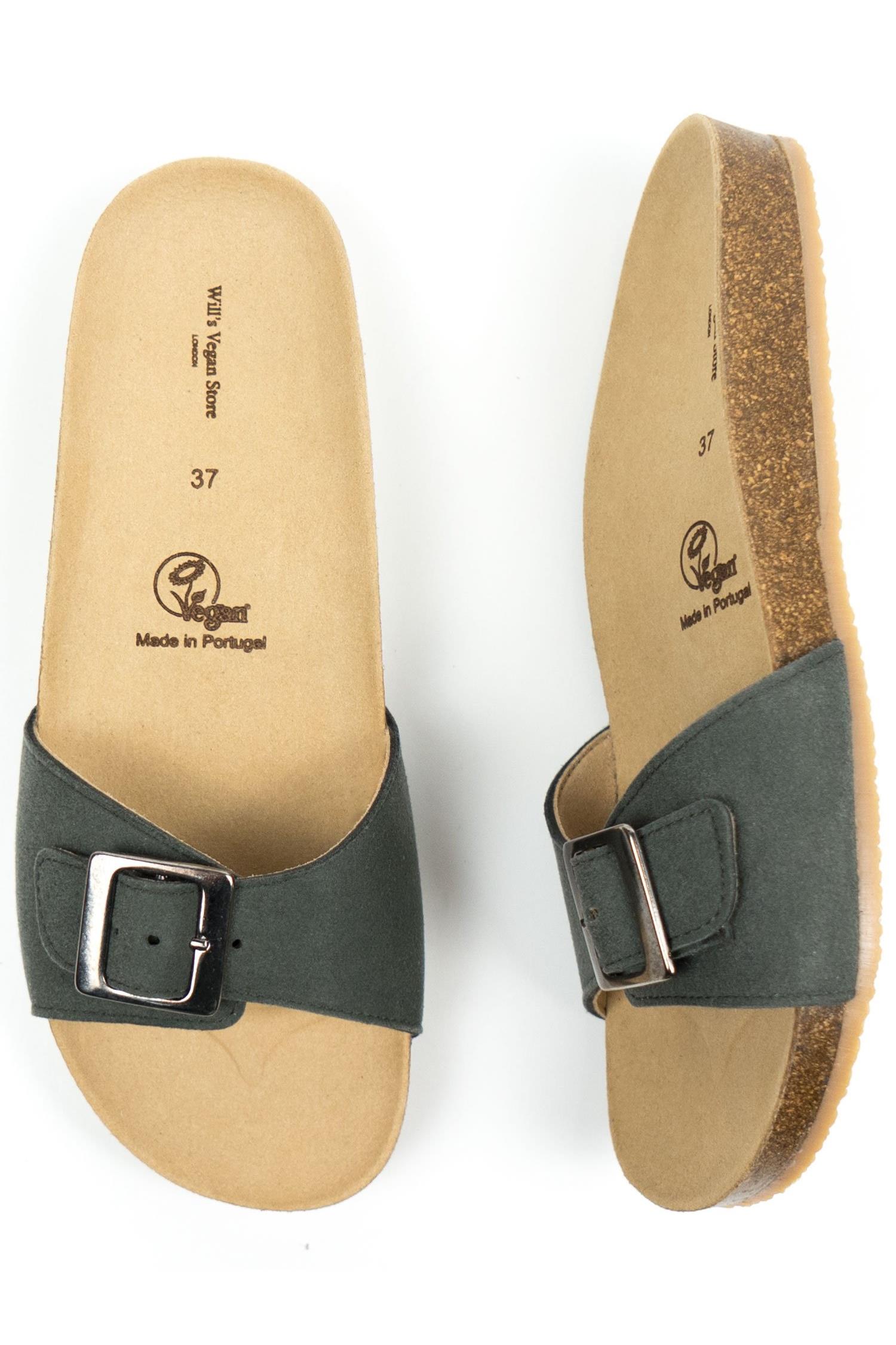 Will's Vegan Store Damen vegan Hausschuhe Einzelriemen GrÃ¼n