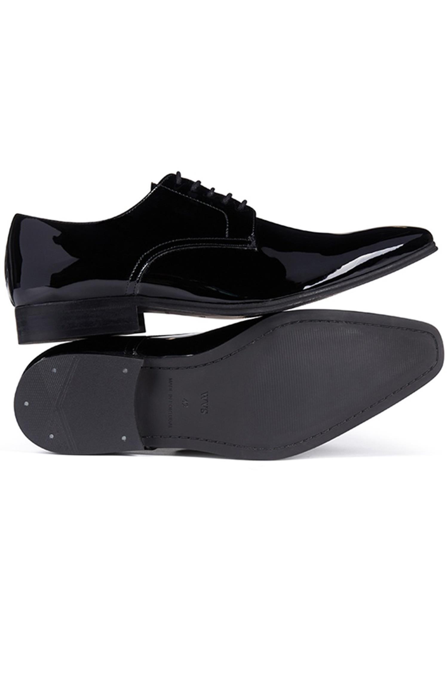 41843 - Wills Vegan Store Herren vegan Schuhe Slim Sohlen Hochglanz Schwarz