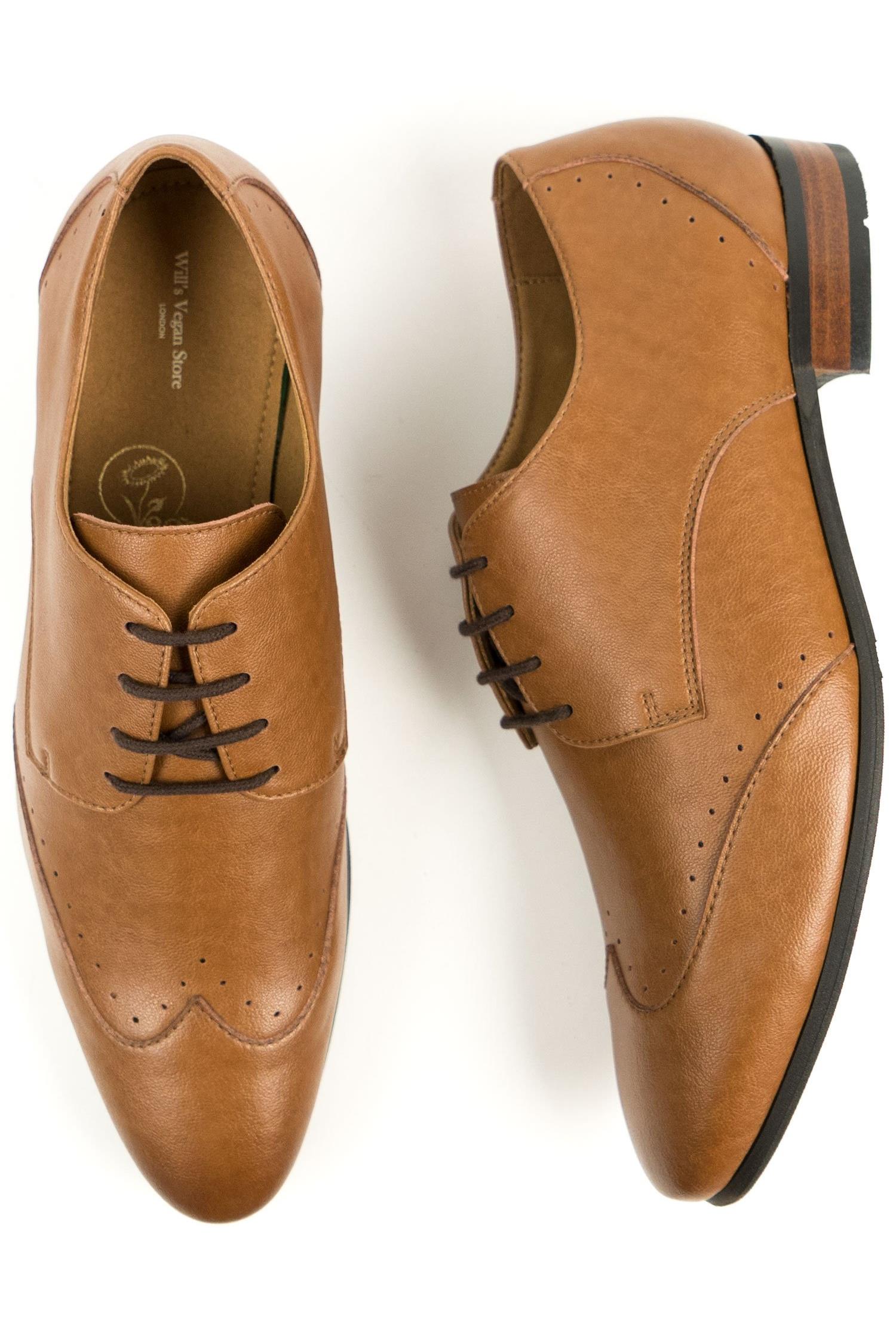 Image of Will's Vegan Store mannen vegan Brogues Slim Sole Lichtbruin