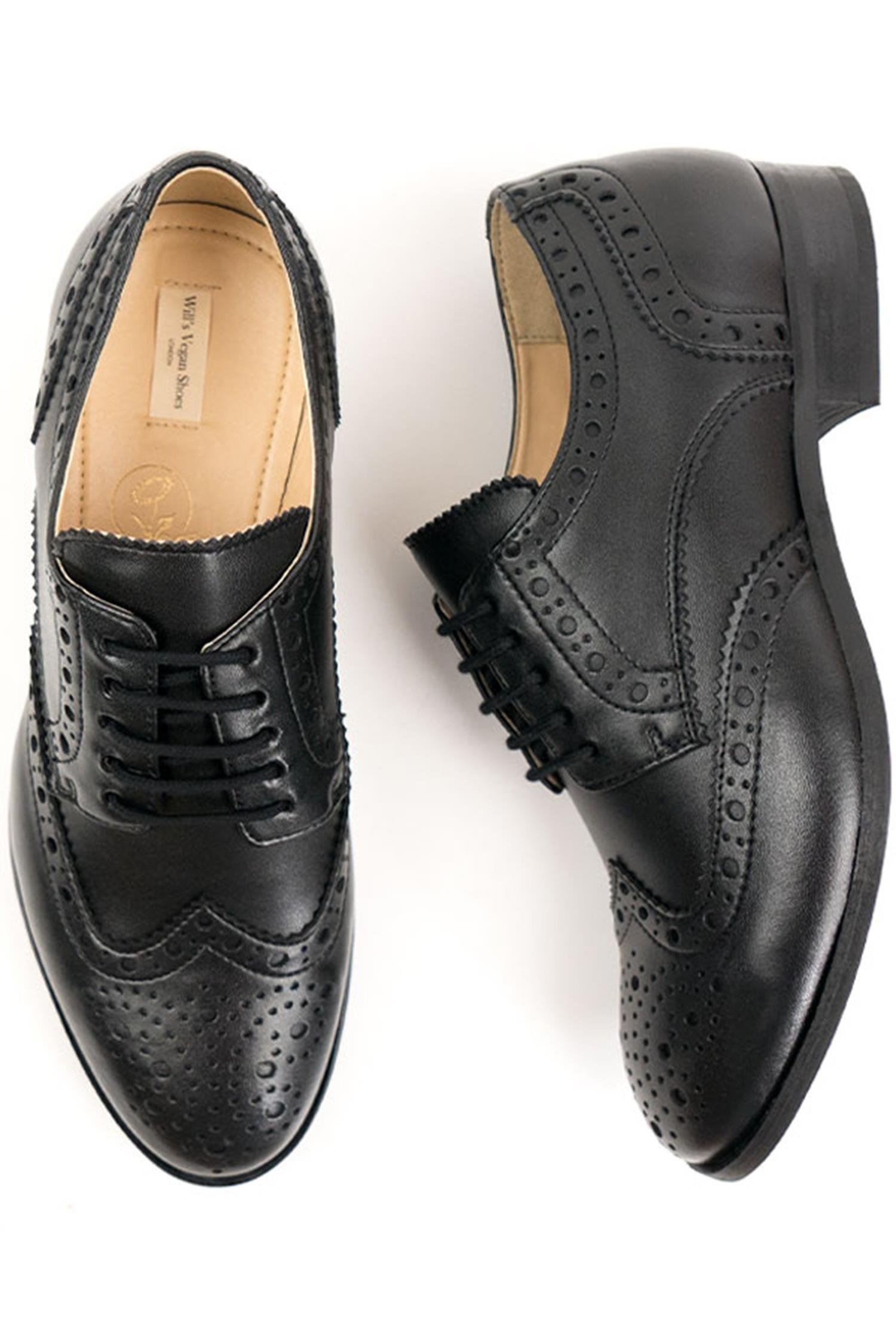 Image of Will's Vegan Store mannen vegan Brogue Oxfords City Wingtip Zwart
