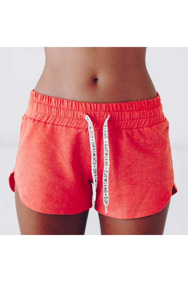 The Driftwood Tales womens vegan Sweat Shorts Neppy Melange Red