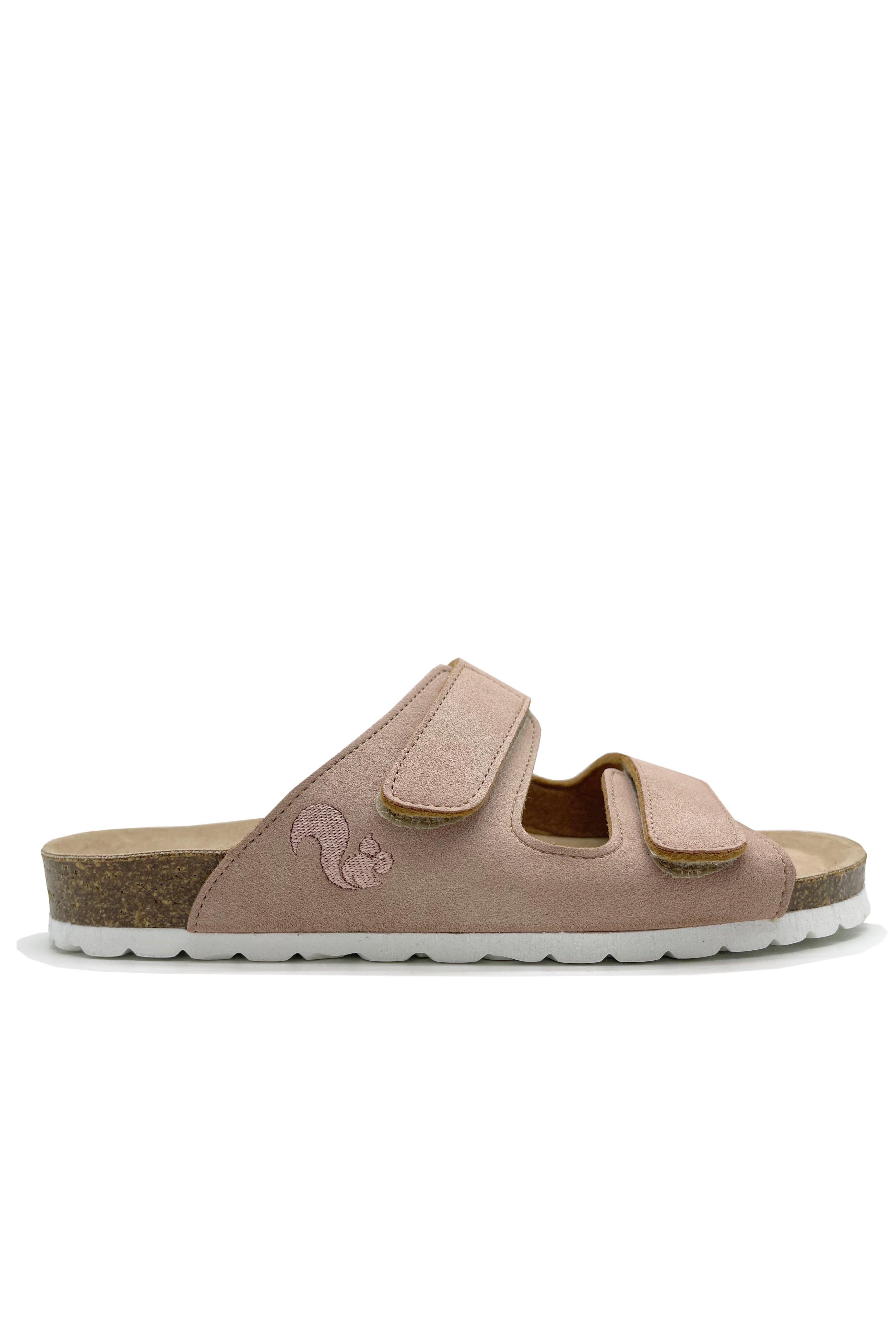 Thies Herren vegan Hausschuhe Klettverschluss Rosa