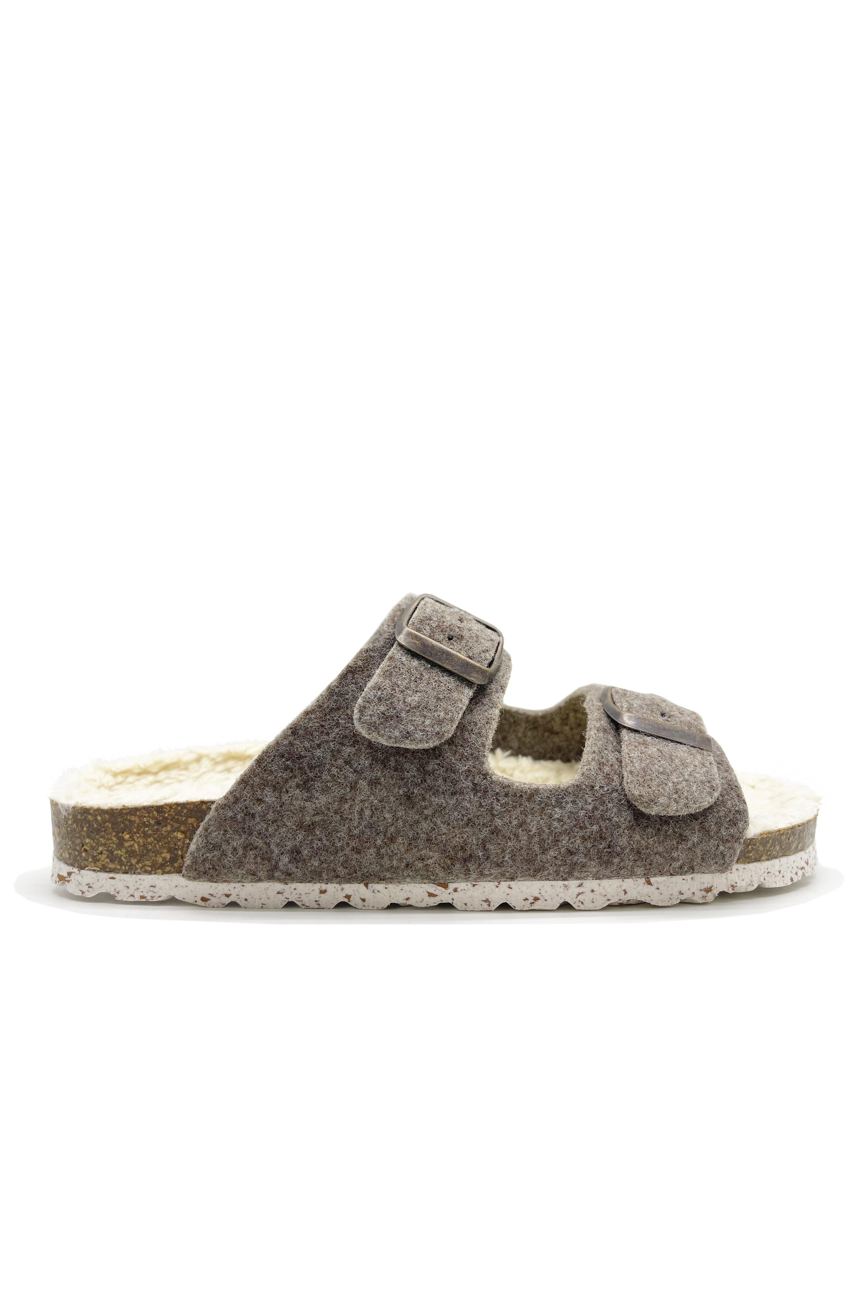 thies Damen vegan Hausschuhe Plüsch Hellgrau