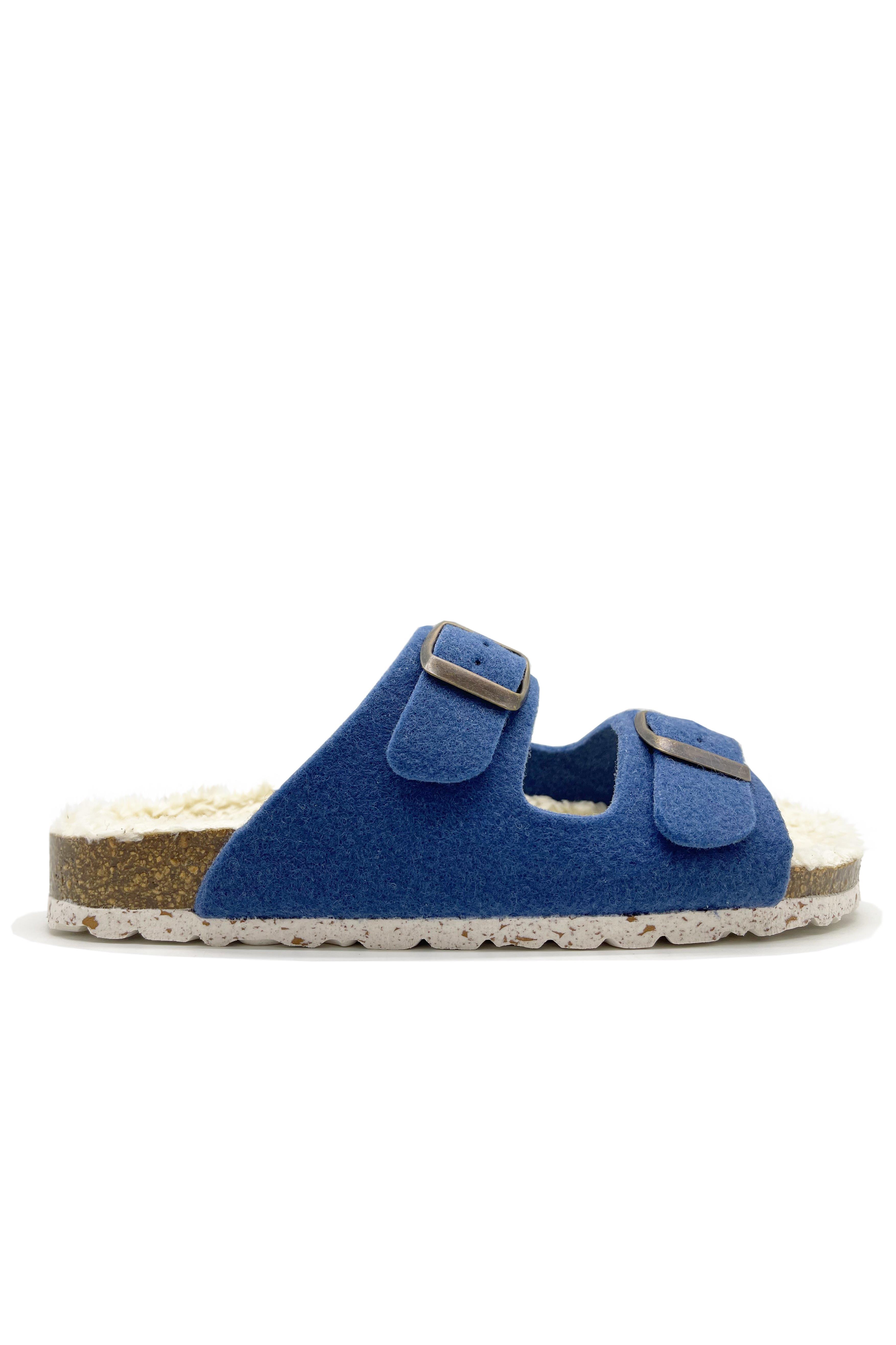 thies Damen vegan Hausschuhe Plüsch Blau