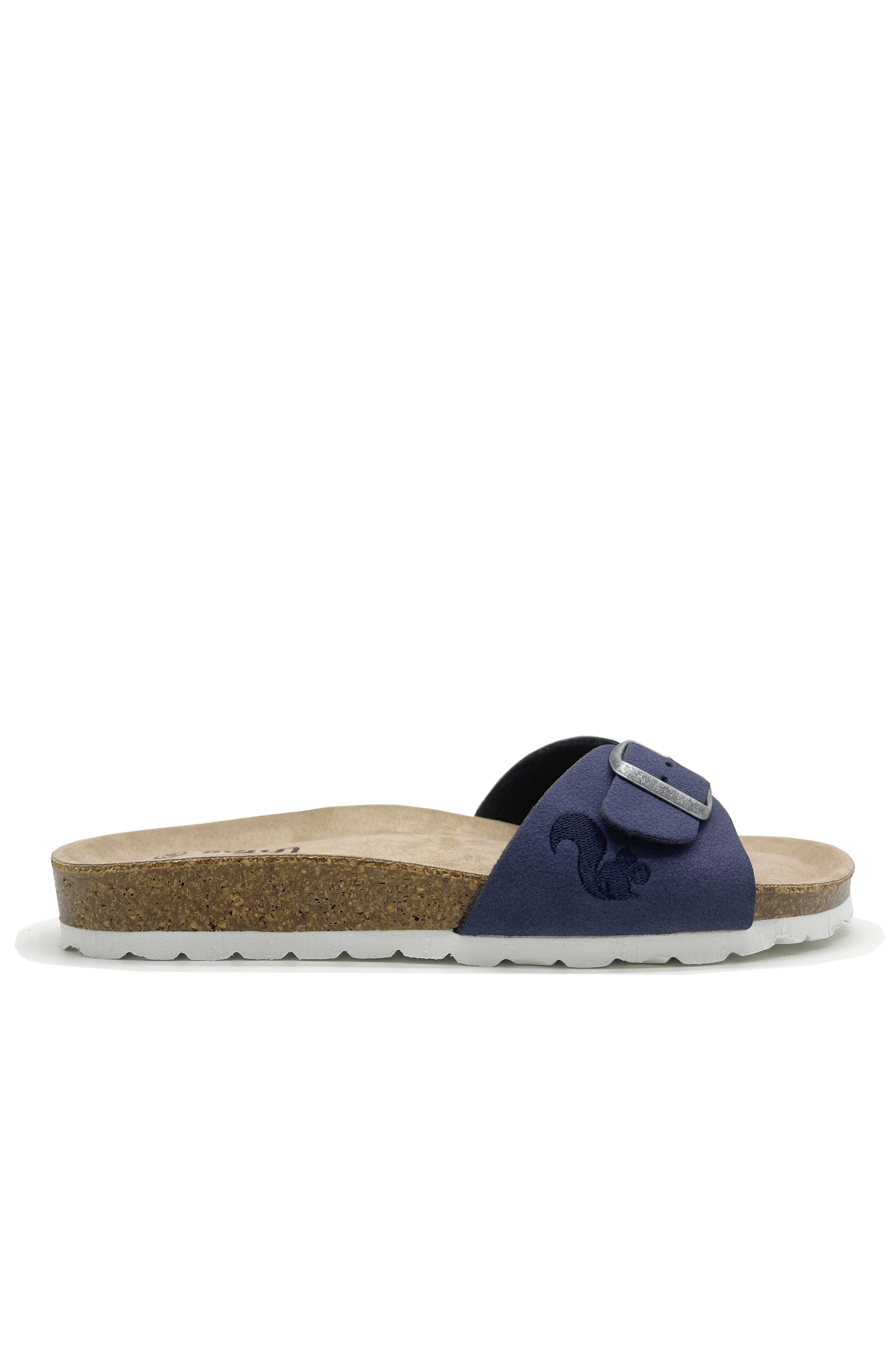 thies womens vegan Sandal Eco Bio Strap Dark Blue