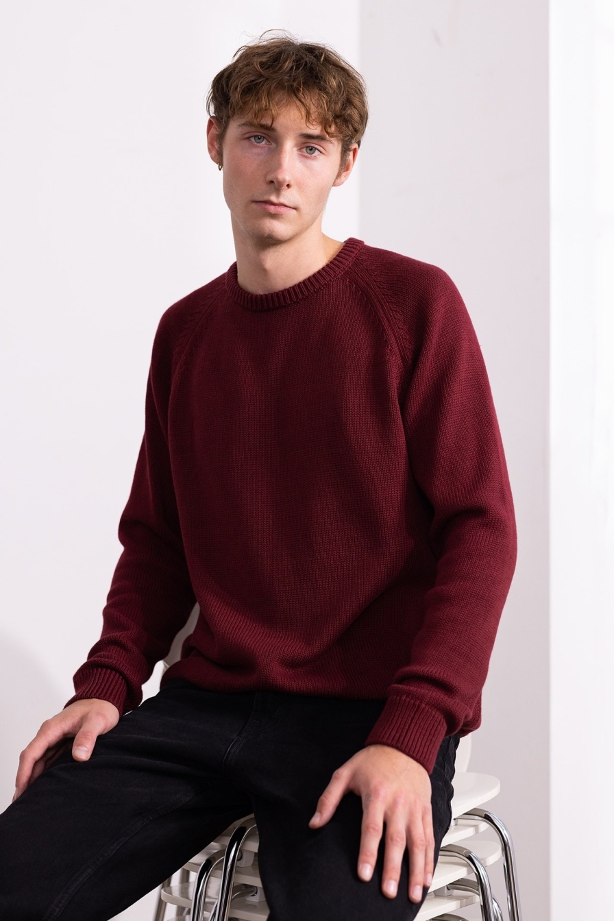 Image of Hafendieb mannen vegan Gebreide Trui Smutje Burgundy