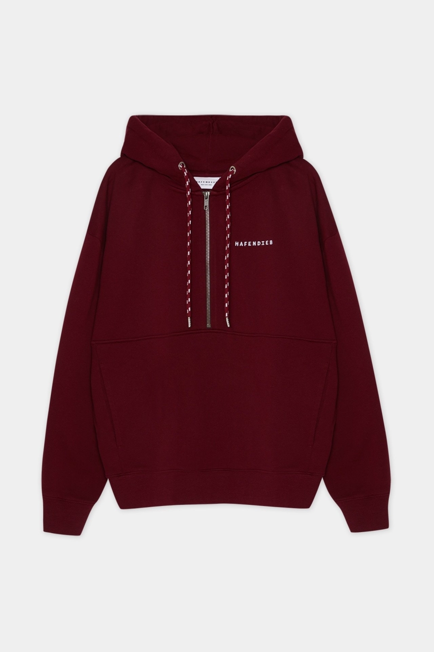 HAFENDIEB Damen vegan Ziphood Logo Stick Burgunderrot