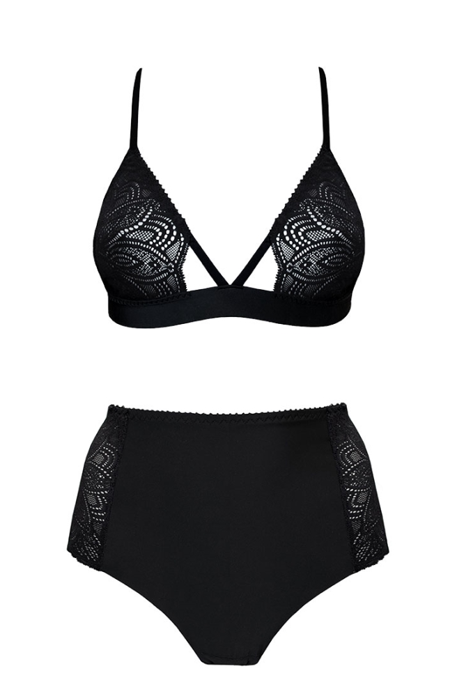 Image of Anekdot dames vegan Aarde Zwart High Rise Triangle Set