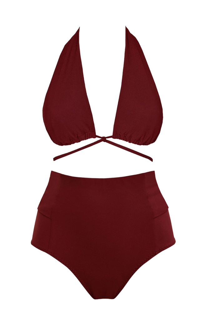 Image of Anekdot dames vegan Bikini Versatile + Bow-Back Merlot