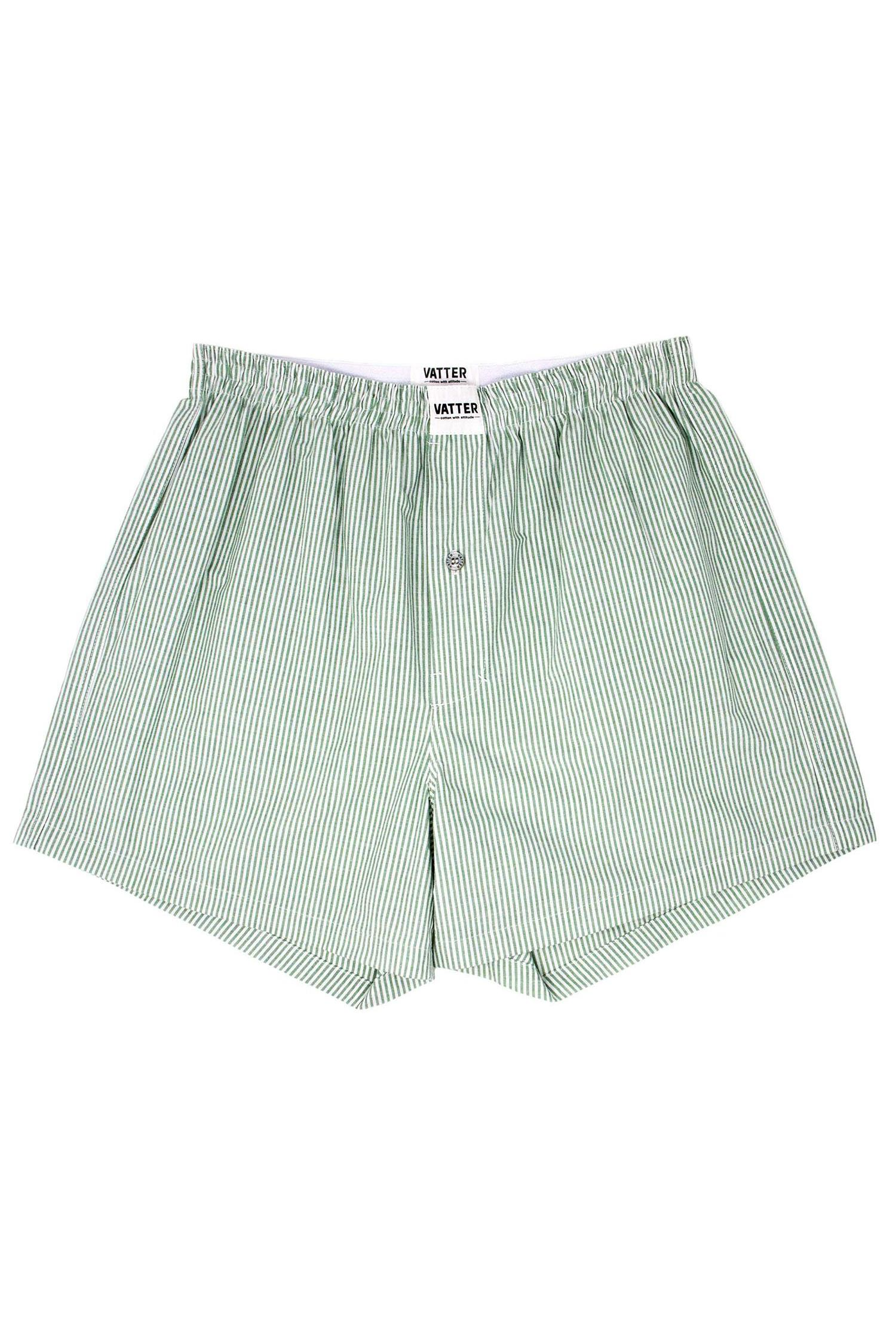 VATTER men vegan Boxershort Loose Larry Green/White Stripes