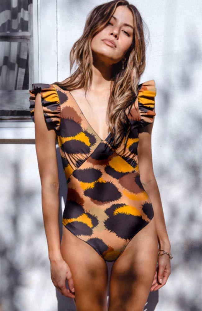 Image of Averie dames vegan Badpak Aluma Bruintinten