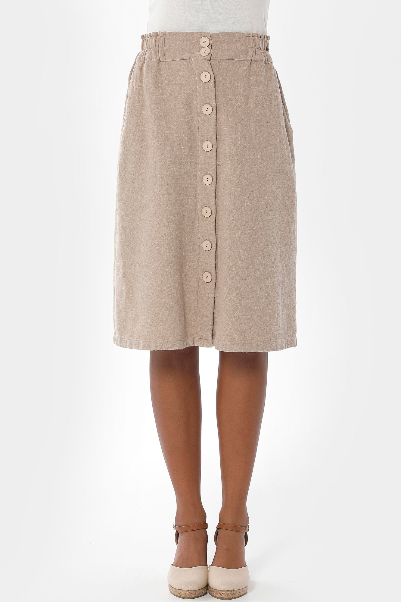 Image of ORGANICATION dames vegan Rok Knopen Beige