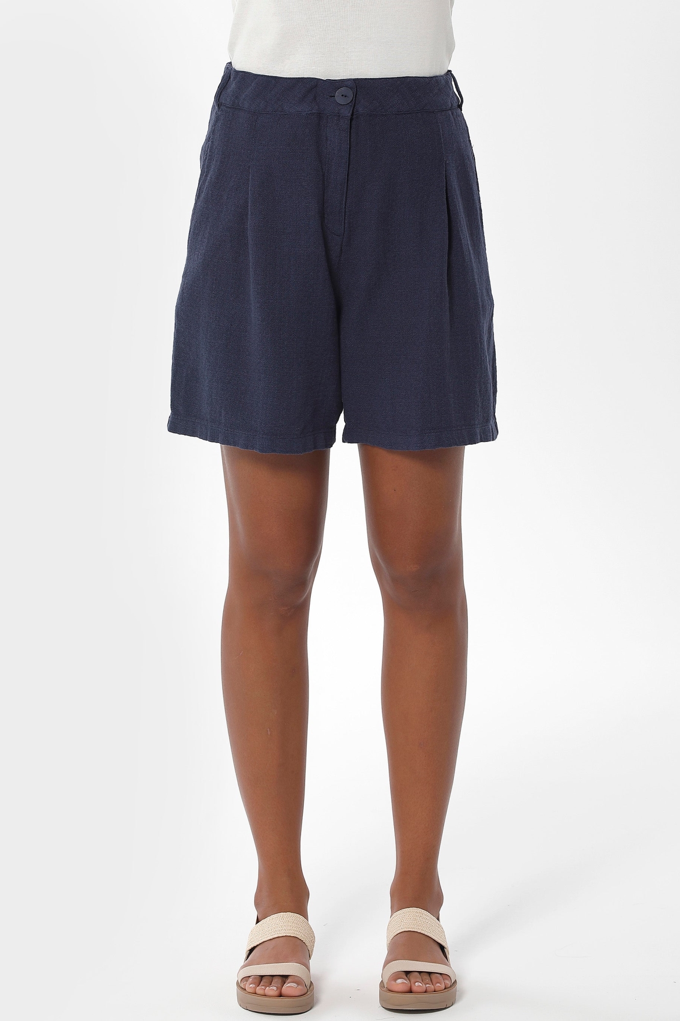 Image of ORGANICATION dames vegan Short Geplooid Navy