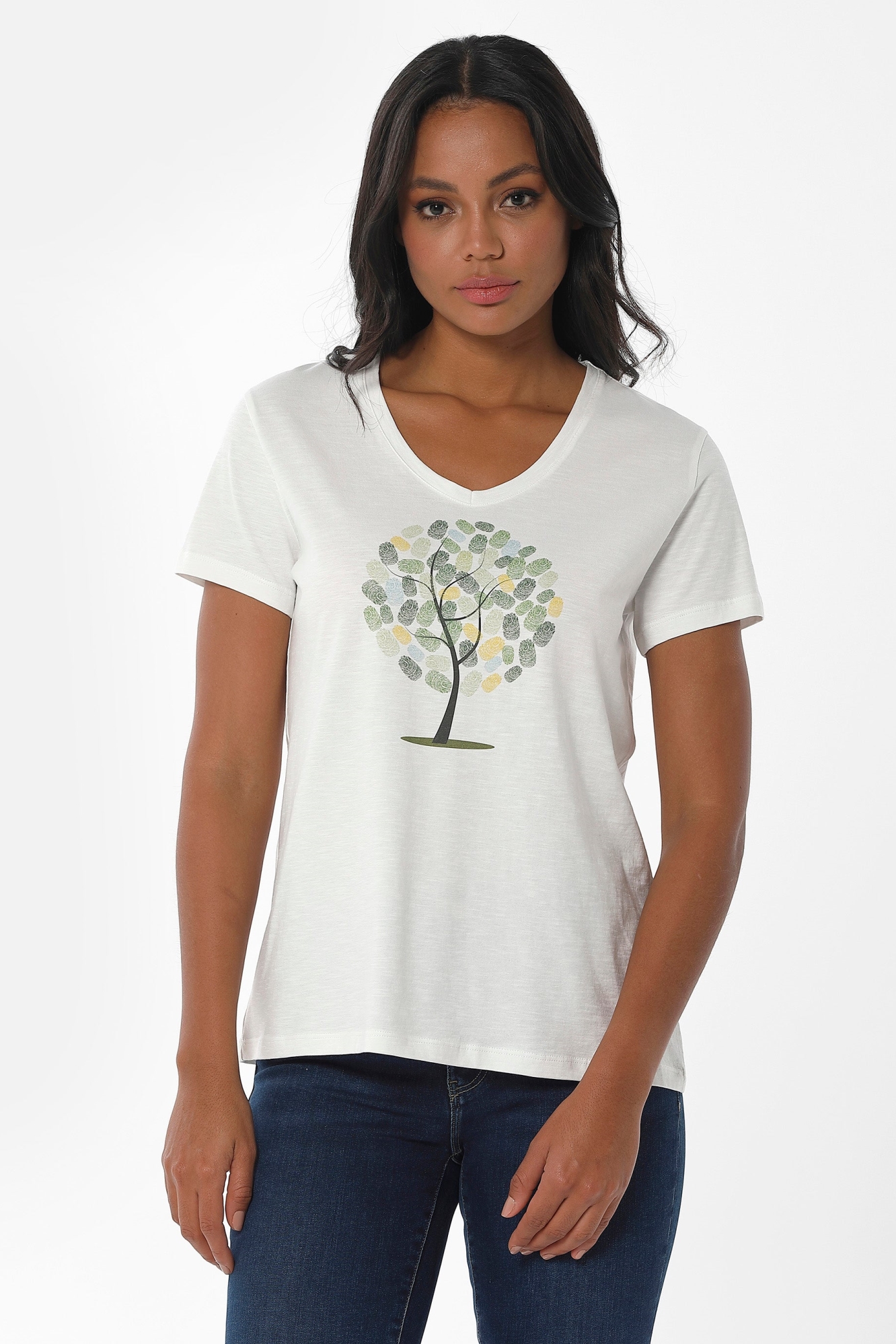 ORGANICATION womens vegan T-Shirt Tree Print White