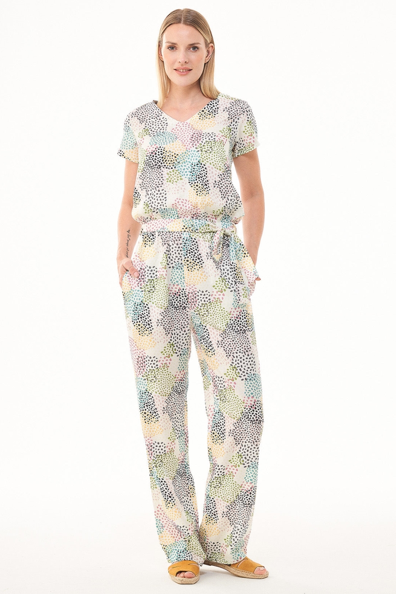Image of ORGANICATION dames vegan Jumpsuit Met Stippenprint Veelkleurig
